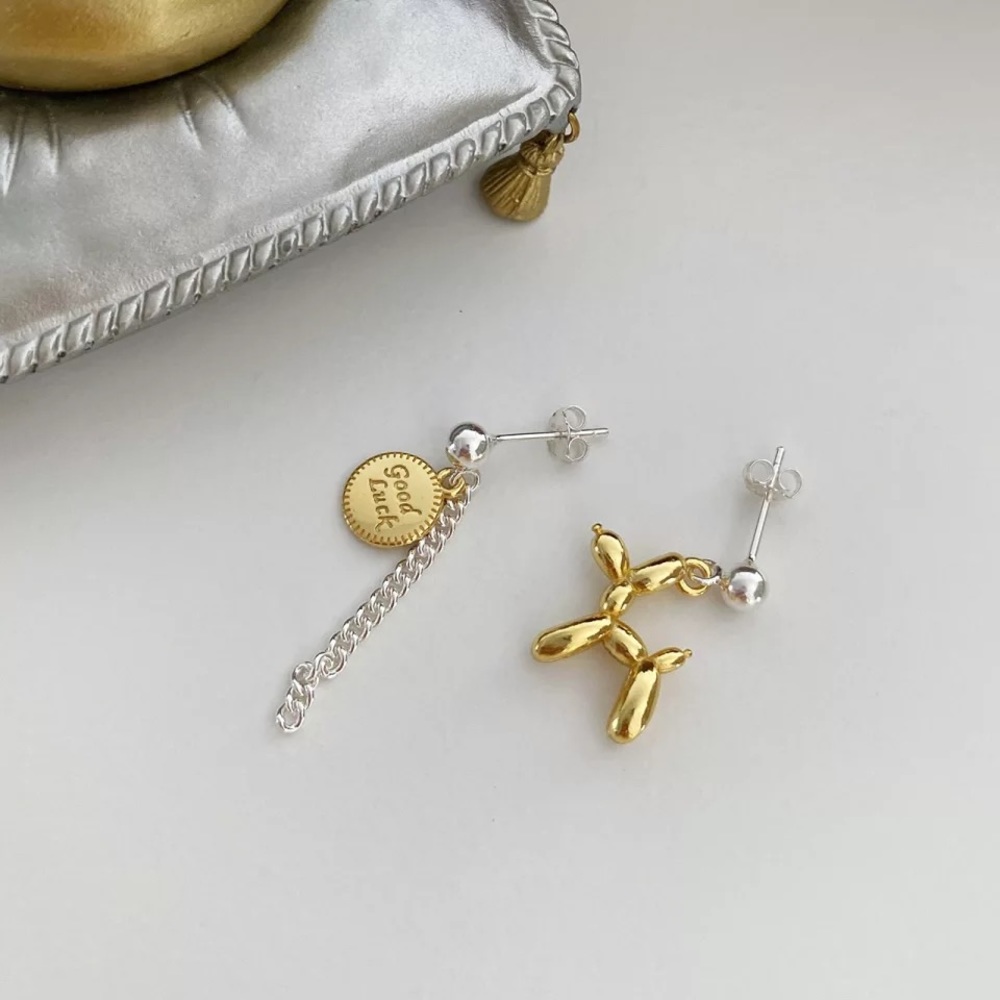 New Sterling Silver 925 Balloon Dog Earrings set